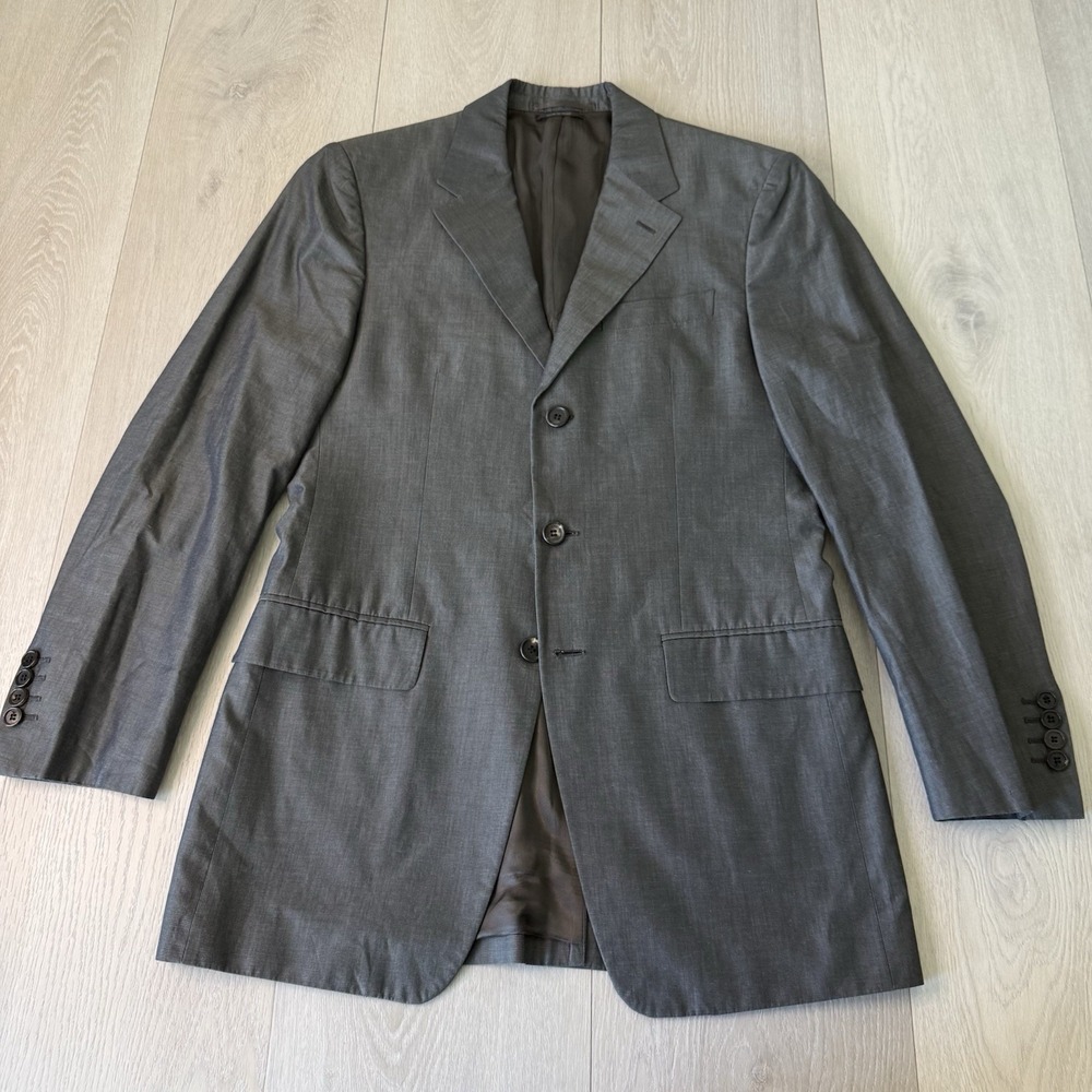 PRADA Suit Jacket Blazer Gray Mens Size EU 46 US 36 Made in Italy 100% Cotton